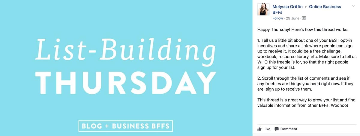 Melyssa Griffin的社團話題（圖片來源：Melyssa Griffin）