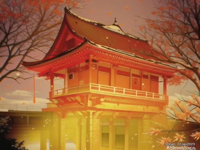 AI painting artwork creation --- Happy New Year 2023 Fireworks show(小女孩的奇幻焰火秀幸福之旅!), Taipei, Taiwan, SJKen, Jan 2, 2023.