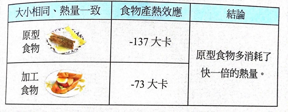 原型食物比加工食物在消化食消耗更多熱量