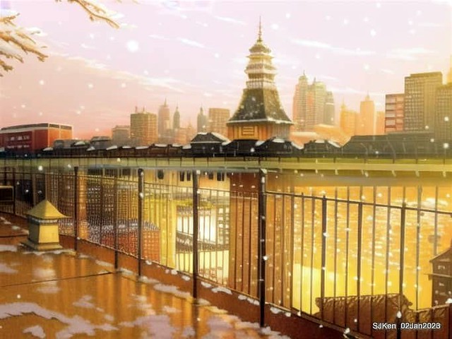 AI painting artwork creation --- Happy New Year 2023 Fireworks show(小女孩的奇幻焰火秀幸福之旅!), Taipei, Taiwan, SJKen, Jan 2, 2023.